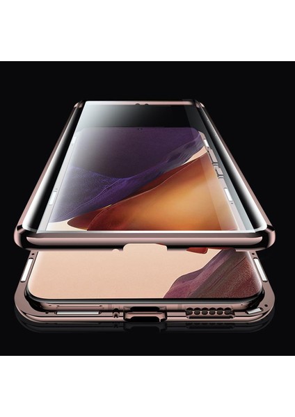 Samsung Galaxy Note 20 Ultra İçin 360 Derece Tam Koruma Şeffaf Manyetik Metal Bumper Kılıf (Yurt Dışından)