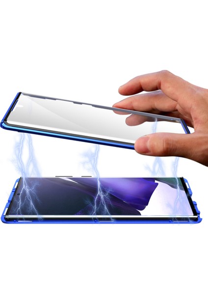 Samsung Galaxy Note 20 Ultra İçin 360 Derece Tam Koruma Şeffaf Manyetik Metal Bumper Kılıf (Yurt Dışından)