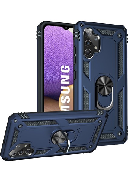 Samsung Galaxy A32 5G İçin Çift Katmanlı Halkalı Standlı Kılıf (Yurt Dışından)