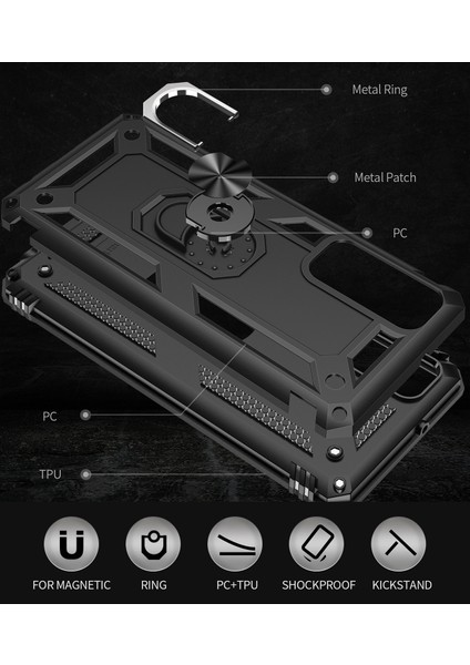 Huawei P 2021 İçin Çift Katmanlı Halkalı Standlı Kılıf (Yurt Dışından) modelleri