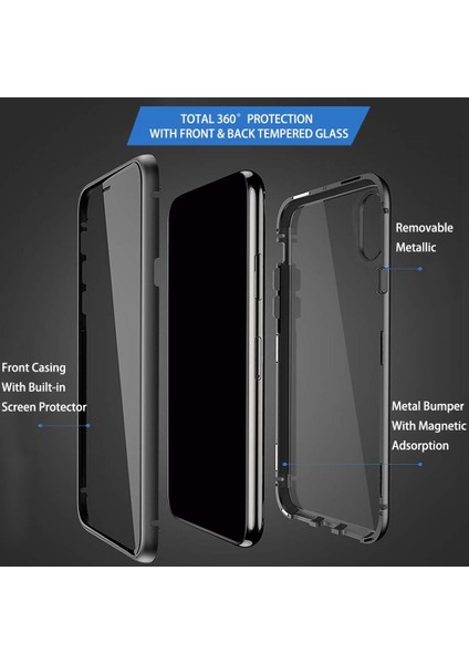 Samsung Galaxy Note 9 İçin 360° Koruma Tam Kaplayıcı Metal Bumper Manyetik Flip Kılıf (Yurt Dışından)