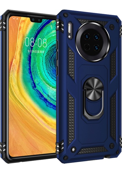 Huawei Mate 30 İçin Çift Katmanlı Halkalı Standlı ShockProof Kılıf (Yurt Dışından)