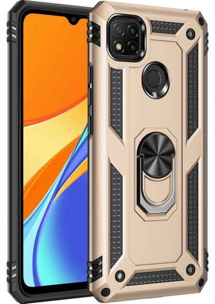 Xiaomi Redmi 9c İçin Çift Katmanlı Halkalı Standlı Kılıf (Yurt Dışından)