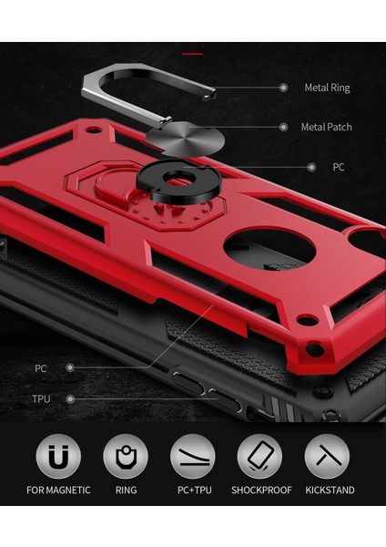 iPhone XR İçin Çift Katmanlı Halkalı Standlı ShockProof Kılıf (Yurt Dışından) modelleri