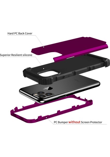 iPhone 11 Pro İçin Pc Yumuşak Tpu Bumper 3'ü 1 Arada Koruma ShockProof Kılıf (Yurt Dışından) modelleri