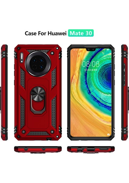 Huawei Mate 30 İçin Çift Katmanlı Halkalı Standlı ShockProof Kılıf (Yurt Dışından)