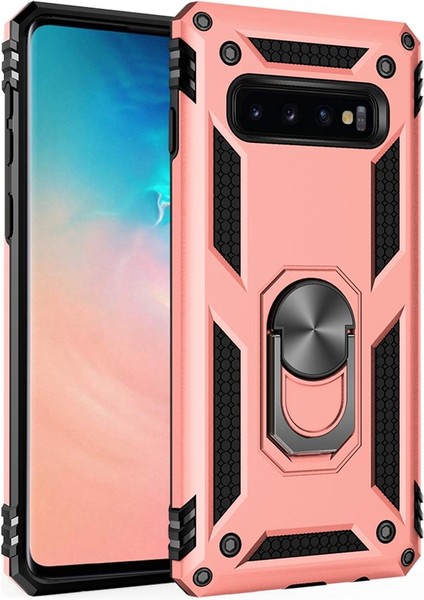 Samsung Galaxy S10 İçin Çift Katmanlı Halkalı Standlı ShockProof Kılıf (Yurt Dışından)