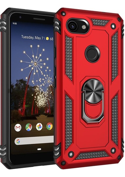 Google Pixel 3A İçin Çift Katmanlı Halkalı Standlı ShockProof Kılıf (Yurt Dışından)