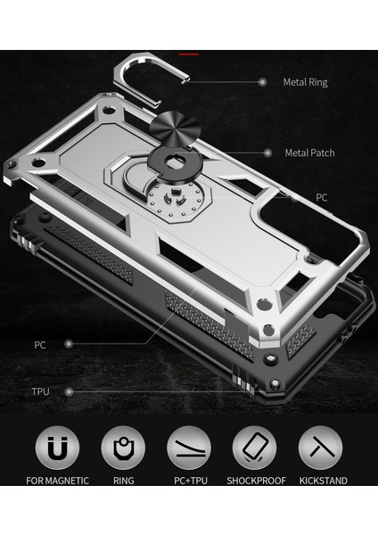 Samsung Galaxy S21 Plus 5G İçin Çift Katmanlı Halkalı Standlı Kılıf (Yurt Dışından) modelleri