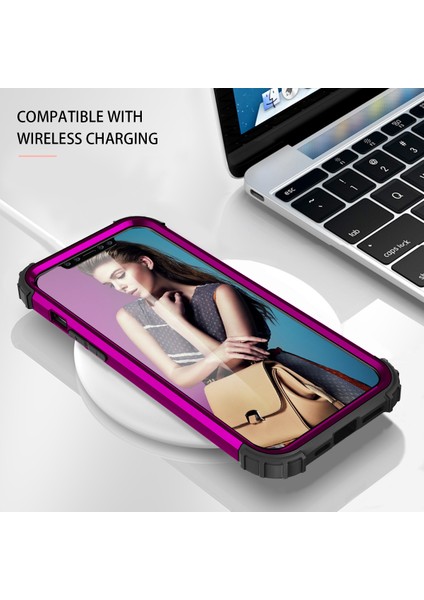 iPhone 12 Pro Max İçin Yumuşak Silikon Pc Bumper 3'ü 1 Arada ShockProof Korumalı Kılıf (Yurt Dışından)
