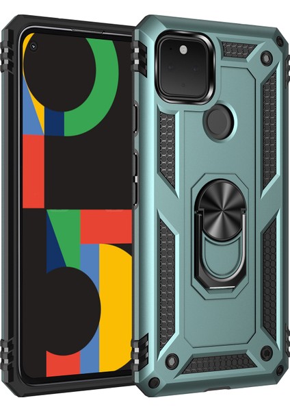 Google Pixel 5 İçin Çift Katmanlı Halkalı Standlı Kılıf (Yurt Dışından)