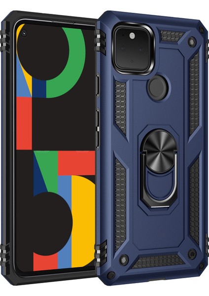 Google Pixel 5 XL İçin Çift Katmanlı Halkalı Standlı Kılıf (Yurt Dışından)