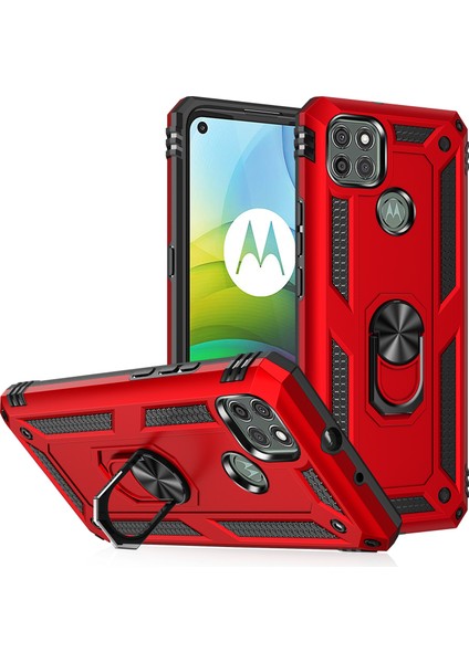 Motorola Moto G9 Power İçin Çift Katmanlı Halkalı Standlı Kılıf (Yurt Dışından)