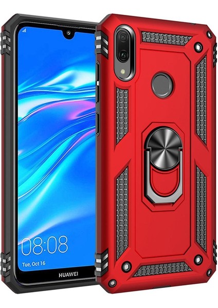 Huawei Y7 2019 / Y7 Prime 2019 İçin Çift Katmanlı Halkalı Standlı ShockProof Kılıf (Yurt Dışından)