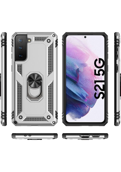 Samsung Galaxy S21 5G İçin Çift Katmanlı Halkalı Standlı Kılıf (Yurt Dışından)