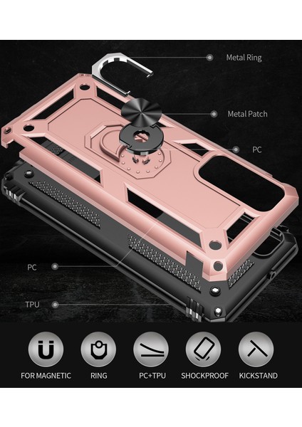 Huawei P 2021 İçin Çift Katmanlı Halkalı Standlı Kılıf (Yurt Dışından) modelleri