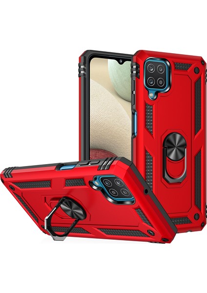 Samsung Galaxy A12 5G İçin Çift Katmanlı Halkalı Standlı Kılıf (Yurt Dışından)