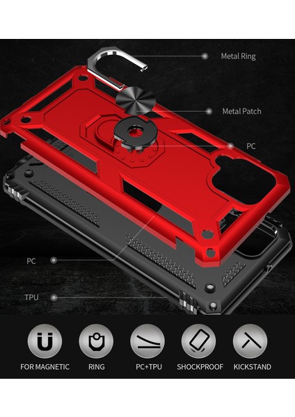 Samsung Galaxy A12 5G İçin Çift Katmanlı Halkalı Standlı Kılıf (Yurt Dışından) modelleri