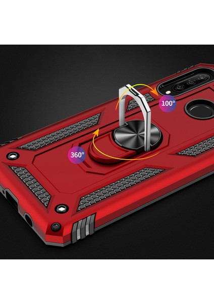 Huawei P30 Lite İçin Çift Katmanlı Halkalı Standlı Armor Kılıf (Yurt Dışından)