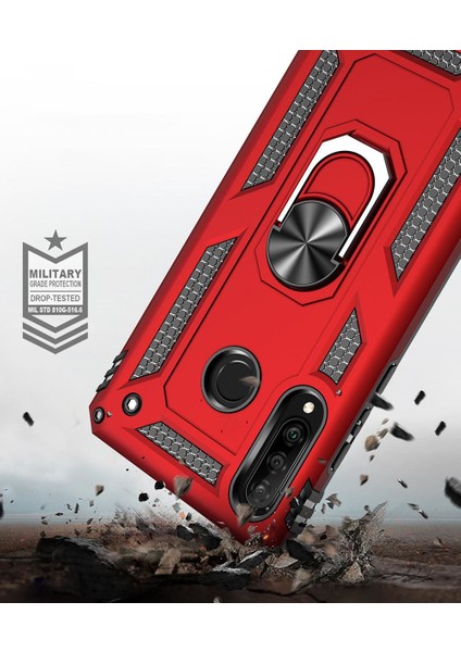 Huawei P30 Lite İçin Çift Katmanlı Halkalı Standlı Armor Kılıf (Yurt Dışından)
