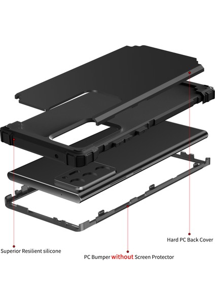 Samsung Galaxy Note 20 Ultra İçin Yumuşak Silikon Pc Bumper 3'ü 1 Arada ShockProof Korumalı Kılıf (Yurt Dışından)
