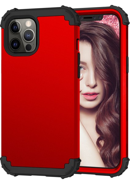 iPhone 12 / 12 Pro İçin Yumuşak Silikon Pc Bumper 3'ü 1 Arada ShockProof Korumalı Kılıf (Yurt Dışından)