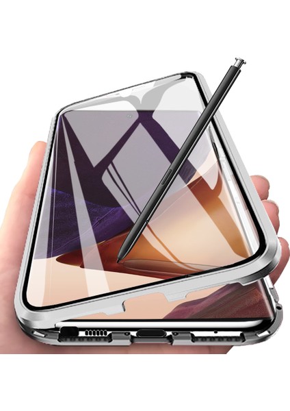 Samsung Galaxy Note 20 Ultra İçin 360 Derece Tam Koruma Şeffaf Manyetik Metal Bumper Kılıf (Yurt Dışından)