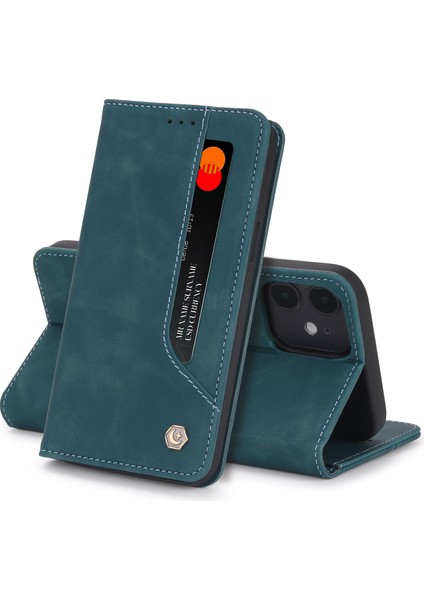 iPhone 12 Mini İçin Retro Deri Manyetik ShockProof Tpu Flip Standlı Kılıf (Yurt Dışından)