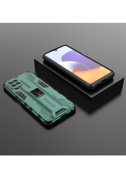 Samsung Galaxy A22 4G İçin Çift Katmanlı Pc Tpu Bumper Kaymaz ShockProof Korumalı Kılıf (Yurt Dışından)