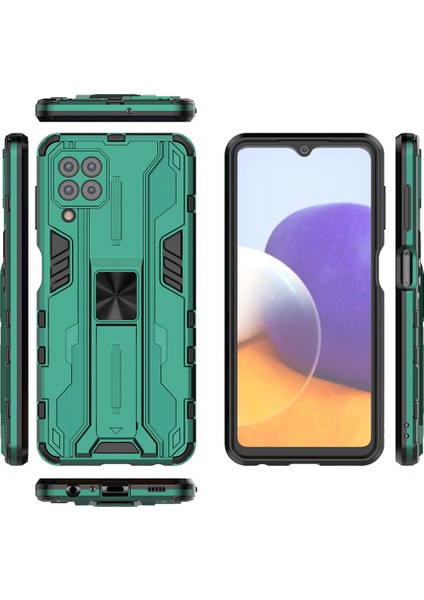 Samsung Galaxy A22 4G İçin Çift Katmanlı Pc Tpu Bumper Kaymaz ShockProof Korumalı Kılıf (Yurt Dışından)
