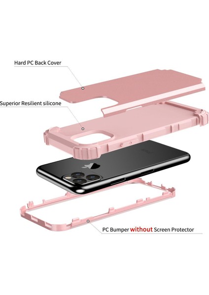 iPhone 11 Pro Max İçin Pc Yumuşak Tpu Bumper 3'ü 1 Arada Koruma ShockProof Kılıf (Yurt Dışından)
