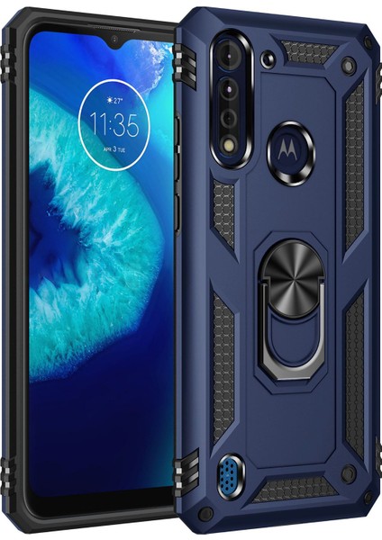 Motorola Moto G8 Power Lite İçin Çift Katmanlı Halkalı Standlı Kılıf (Yurt Dışından)