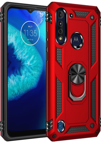 Motorola Moto G8 Power Lite İçin Çift Katmanlı Halkalı Standlı Kılıf (Yurt Dışından)