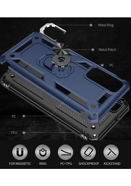 Huawei P 2021 İçin Çift Katmanlı Halkalı Standlı Kılıf (Yurt Dışından) modelleri