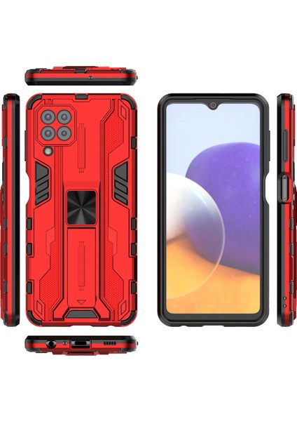 Samsung Galaxy A22 4G İçin Çift Katmanlı Pc Tpu Bumper Kaymaz ShockProof Korumalı Kılıf (Yurt Dışından)