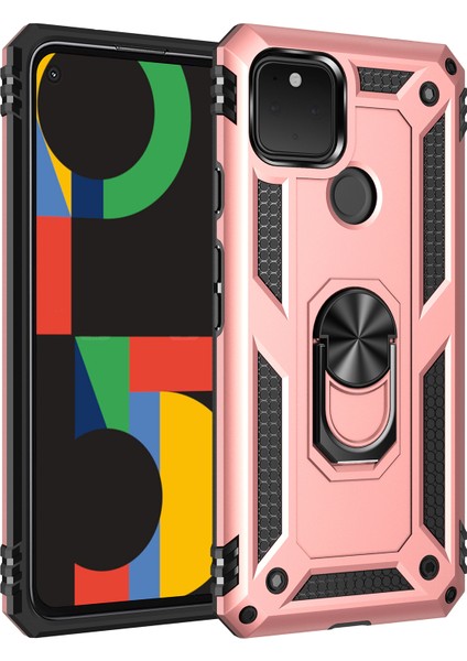 Google Pixel 5 İçin Çift Katmanlı Halkalı Standlı Kılıf (Yurt Dışından)