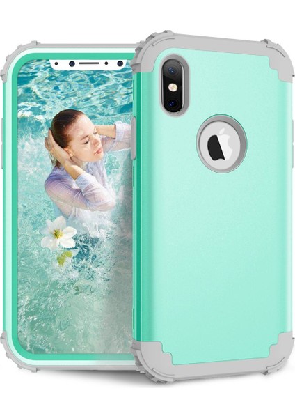 iPhone XS / iPhone X İçin Pc Yumuşak Tpu Bumper 3'ü 1 Arada Koruma ShockProof Kılıf (Yurt Dışından)