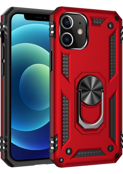 iPhone 12 Mini İçin Çift Katmanlı Halkalı Standlı Kılıf (Yurt Dışından)