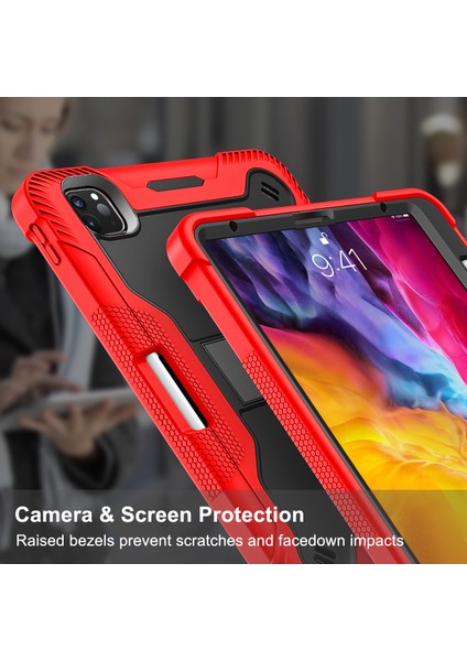 iPad Pro 11 inç 2/3. Nesil 2021/2020/2018 iPad Air 4 (2020) 10.9 inç İçin 3 Katmanlı Standlı Shockproof Tam Koruma Kılıf (Yurt Dışından) indirimleri