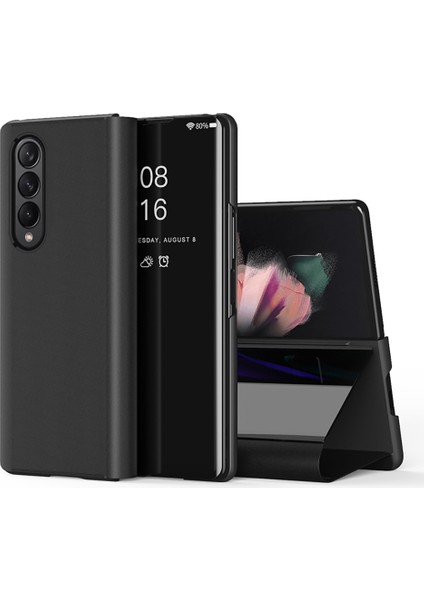 Samsung Galaxy Z Fold 3 5G İçin Flip Standlı Deri Ayna Pencereli Kılıf (Yurt Dışından)