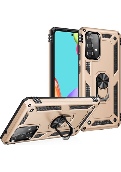 Samsung Galaxy A52 5G İçin Çift Katmanlı Halkalı Standlı Kılıf (Yurt Dışından)