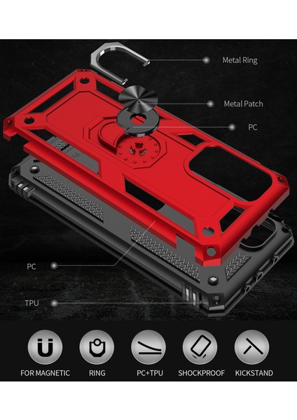 Xiaomi Mi 10T / Mi 10T Pro İçin Çift Katmanlı Halkalı Standlı Kılıf (Yurt Dışından)