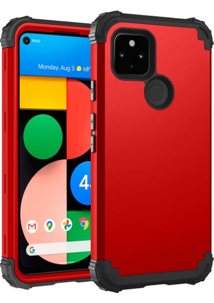 Google Pixel 4A 5G İçin Yumuşak Silikon Pc Bumper 3'ü 1 Arada ShockProof Korumalı Kılıf (Yurt Dışından)