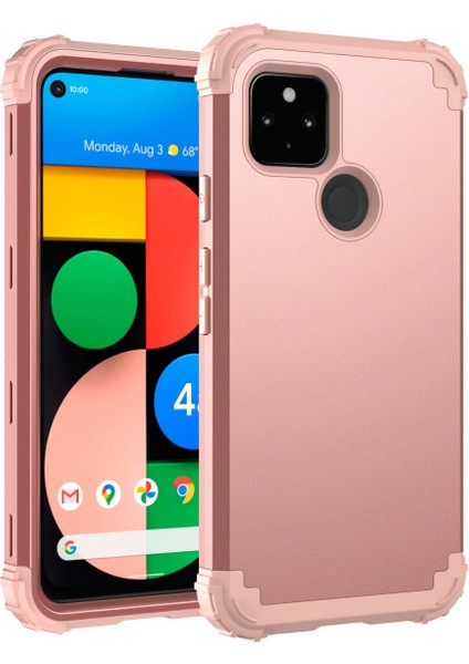 Google Pixel 4A 5G İçin Yumuşak Silikon Pc Bumper 3'ü 1 Arada ShockProof Korumalı Kılıf (Yurt Dışından)