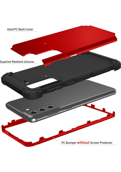 Samsung Galaxy S21 Plus 5G İçin Yumuşak Silikon Pc Bumper 3'ü 1 Arada ShockProof Korumalı Kılıf (Yurt Dışından)