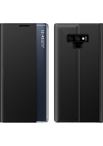 Samsung Galaxy Note 9 İçin İnce Flip Pu Deri Pencereli Standlı Kılıf (Yurt Dışından)