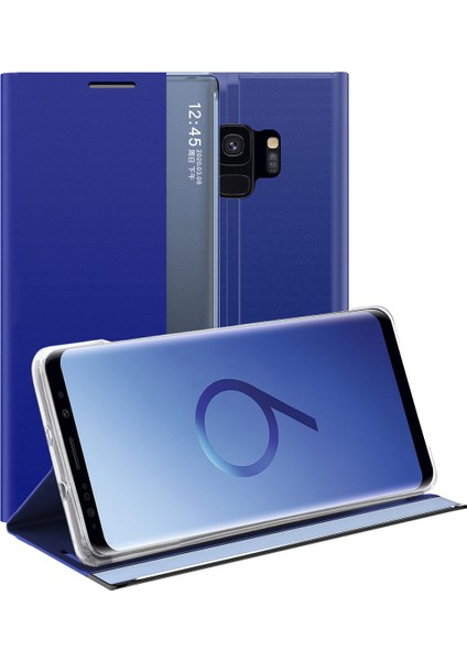 Samsung Galaxy S9 İçin İnce Flip Pu Deri Pencereli Standlı Kılıf (Yurt Dışından)