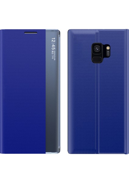 Samsung Galaxy S9 İçin İnce Flip Pu Deri Pencereli Standlı Kılıf (Yurt Dışından)