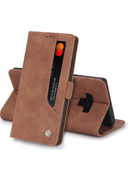 Samsung Galaxy Note 9 İçin Retro Deri Manyetik ShockProof Tpu Flip Standlı Kılıf (Yurt Dışından)
