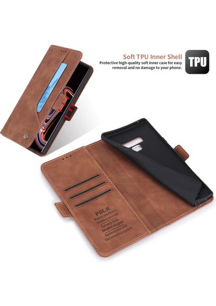 Samsung Galaxy Note 9 İçin Retro Deri Manyetik ShockProof Tpu Flip Standlı Kılıf (Yurt Dışından)